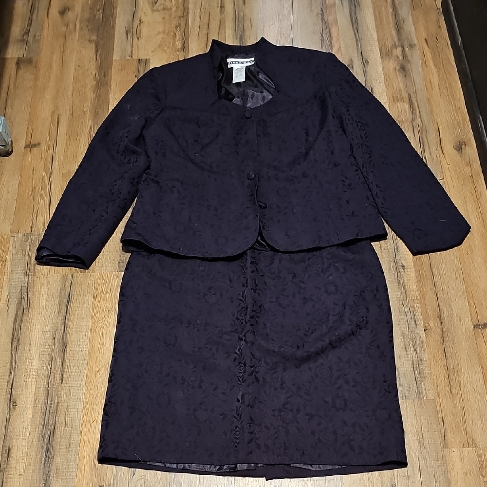 Dana Kay Blazer And Skirt Set Dark Purple Size 16